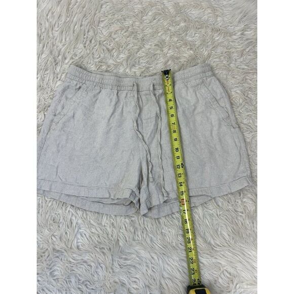 Old Navy XL Flax Linen Blend Pull On Elastic Tie Waist Shorts Oatmeal Casual - Picture 3 of 7